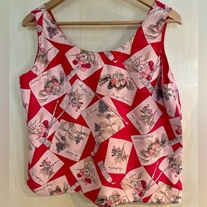 Womens Size M  100% Silk Reversible Tank Top beautiful, pink, and floral